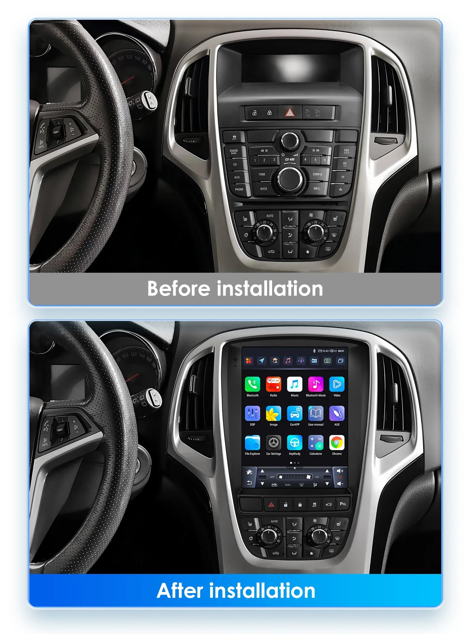 Radio Android 13, 9.7'' Carplay para Opel Astra AutoRadioCanario