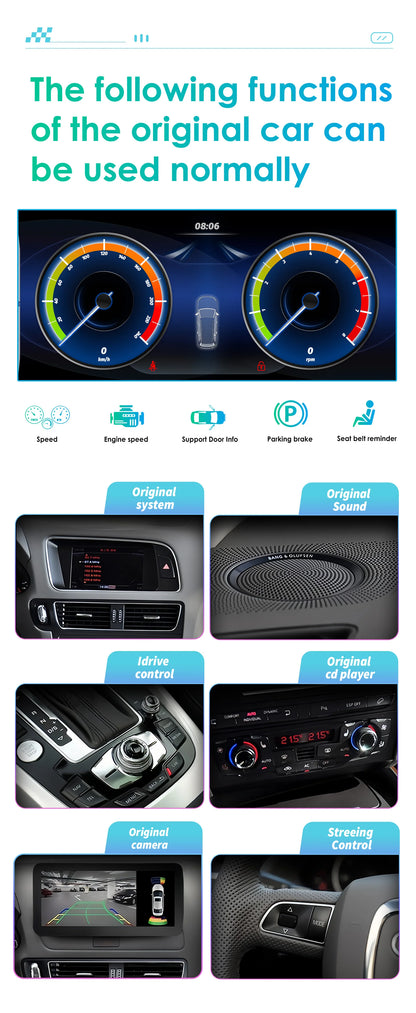 10.25" CarPlay Android 13 Radio for Audi A4 A5 B8 S4 S5 2009-2016