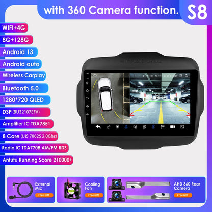 Autoradio 2DIN da 9" con Android 13 per Jeep Renegade 2016-2020