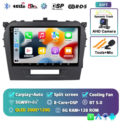 Autoradio 9" Android 14 Carplay para Suzuki Vitara 2015-2019, GPS WiFi+4G