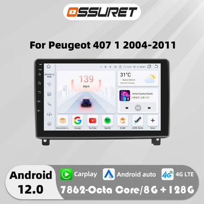 Autoradio GPS da 9" Peugeot 407 CC SW 2004-2011 CarPlay 2DIN