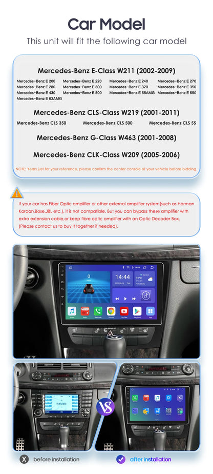 Autoradio Android 12, 9" para Mercedes E-class 2002-2009