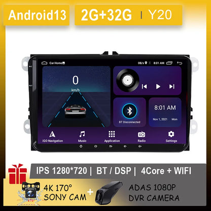 Radio 9" 2 Din para VW Caddy 2011-2019 – CarPlay, GPS, 360° Vista