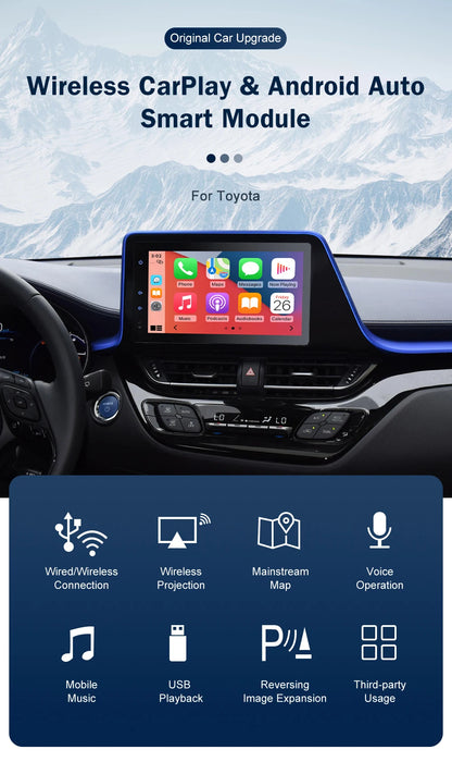 Wireless Android Auto CarPlay Adapter for Toyota Prius, C-HR, Avalon and more