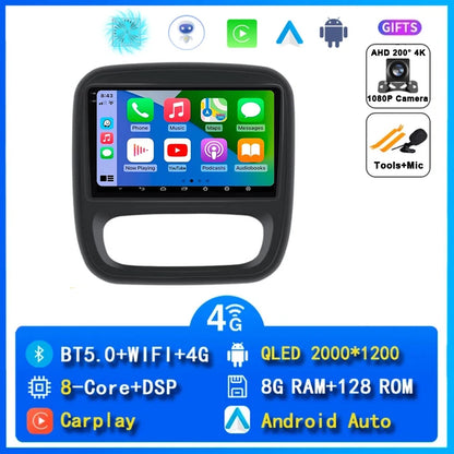 Autoradio Android 14 da 9" con CarPlay per Renault Trafic 3 2014-2021, Opel Vivaro B, 2014-2018