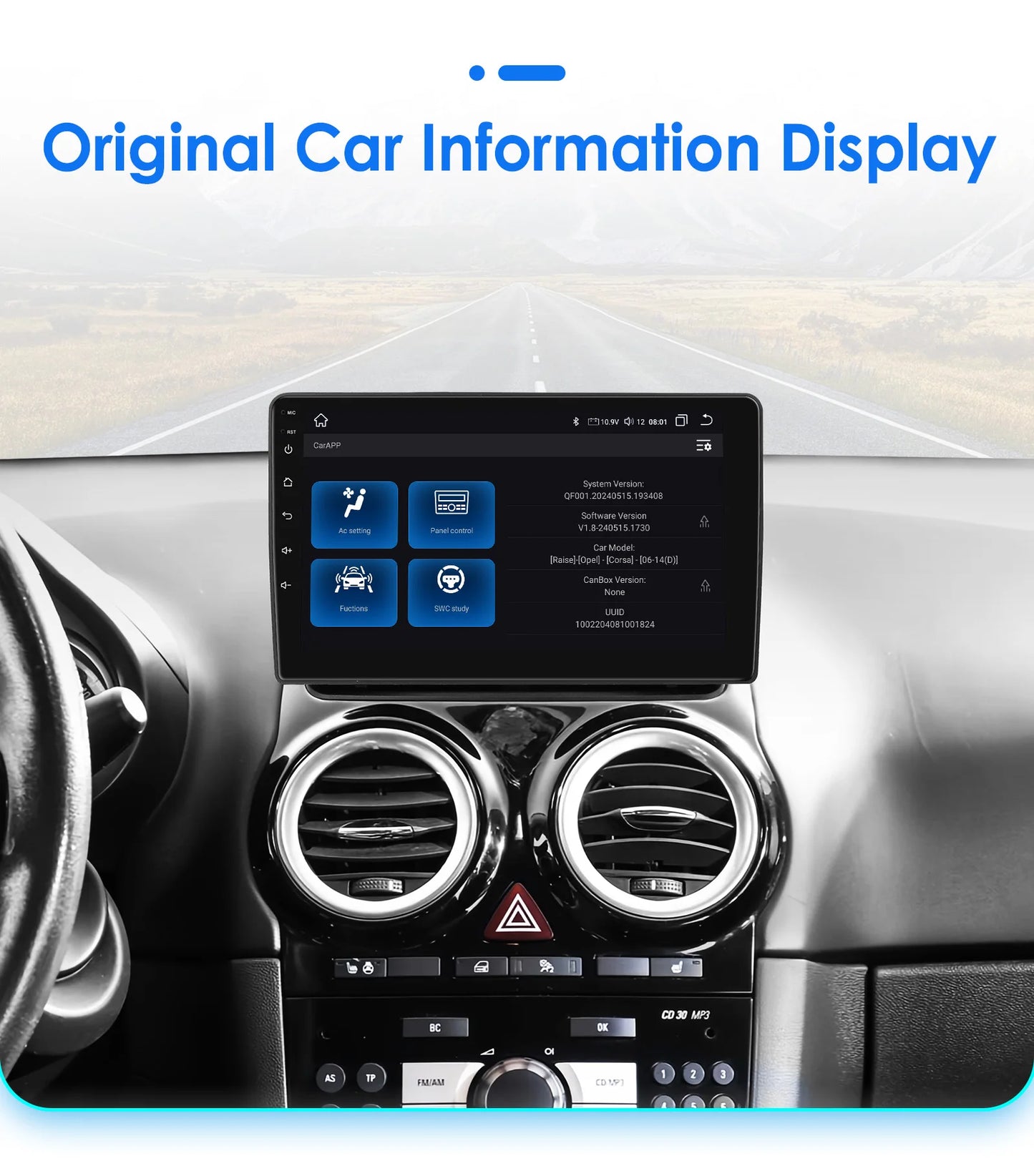 Autoradio 9'' 2Din Android 13 per Opel Corsa D 2007-2013 - CarPlay, GPS, 4G, Wi-Fi, 8 GB+128 GB