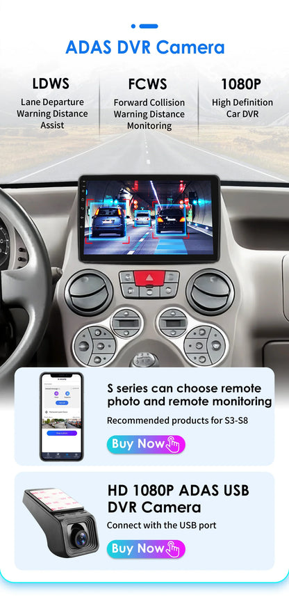 Autoradio GPS Android CarPlay da 9" per Fiat Panda 2003-2012