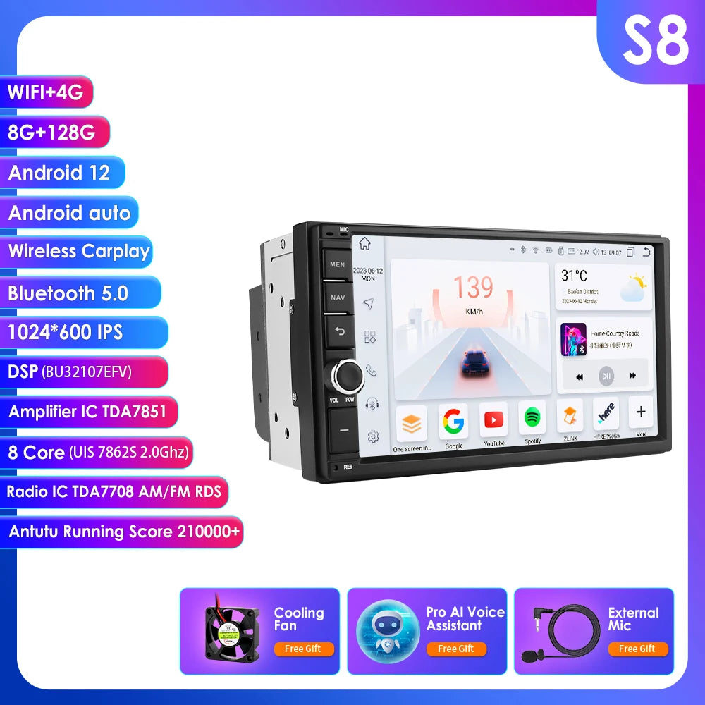 Android Radio 7" 2Din CarPlay GPS Universal 4G