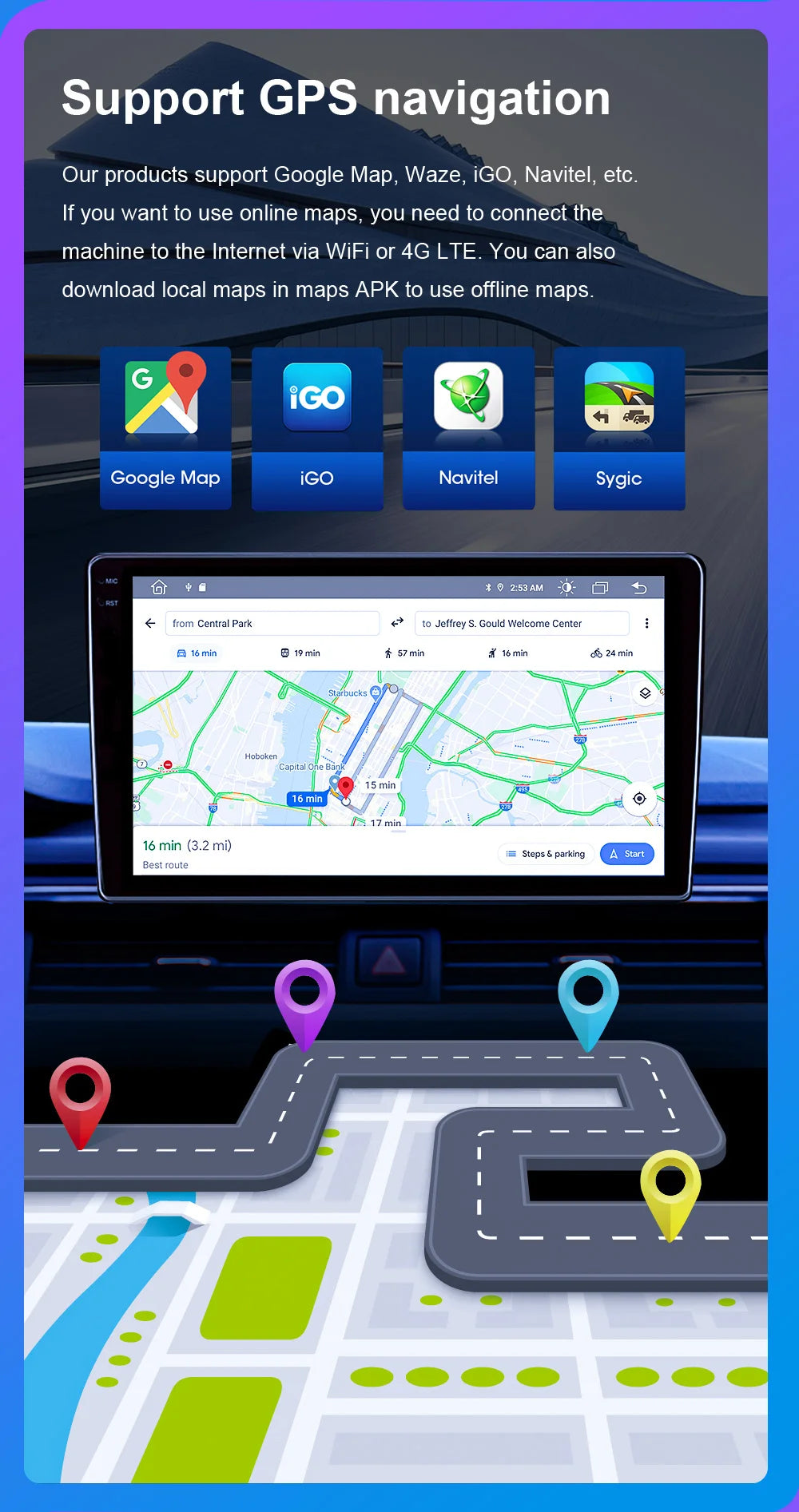 Autoradio stereo Android Auto da 9" per Kia Rio 2017-2022
