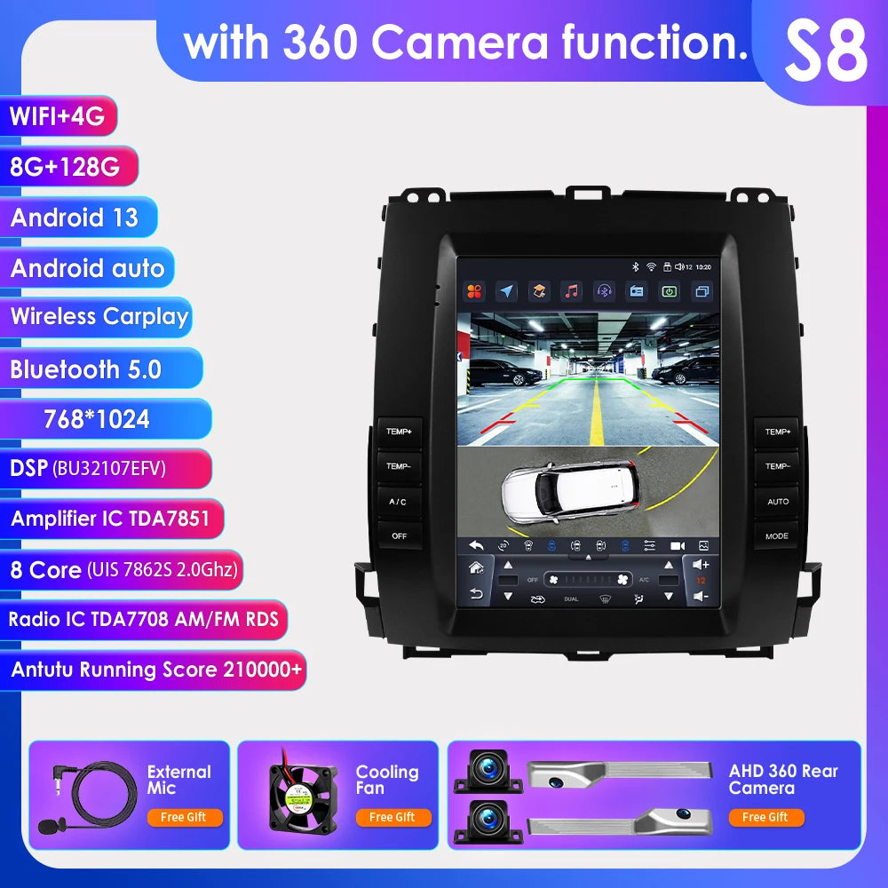 Autoradio Android 13 da 9,7" Double Din per Land Cruiser Prado 120 / Lexus GX470 2002-2009
