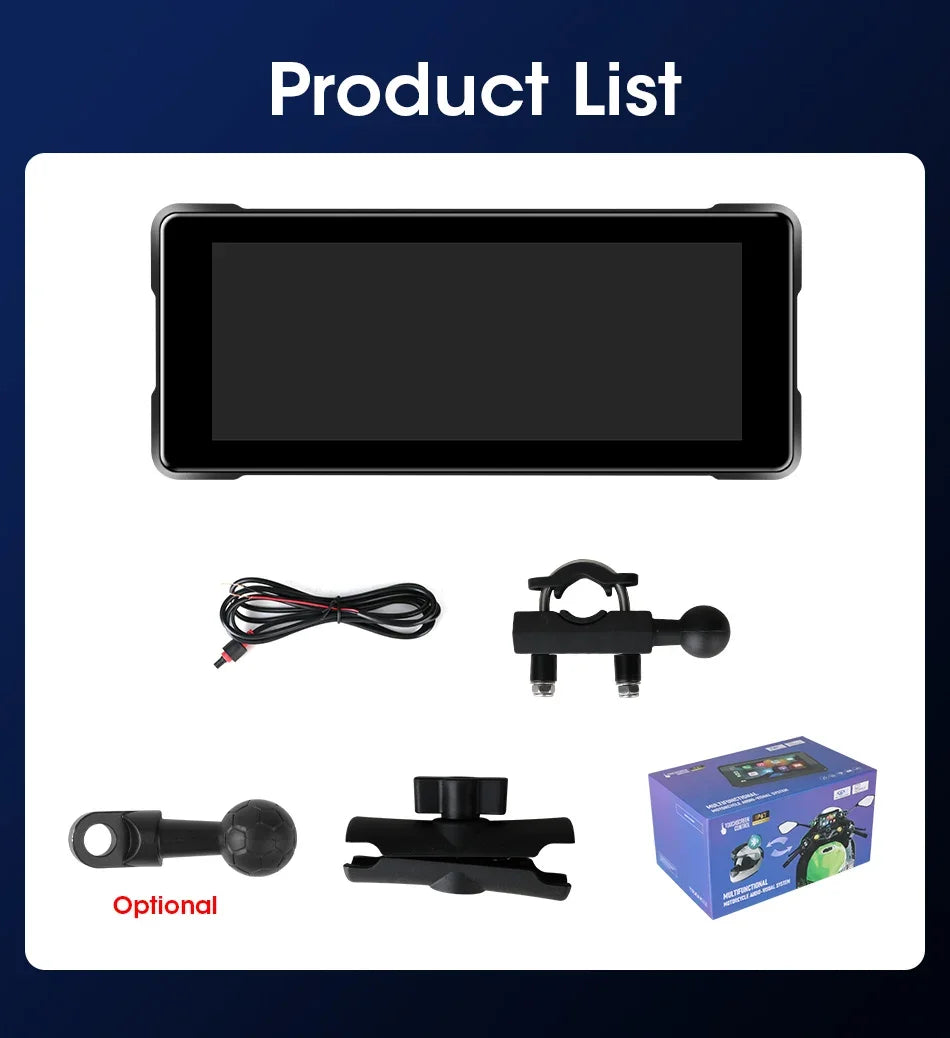 Radio Moto 7" IPX7 CarPlay Android Auto Din