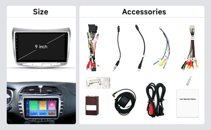 Car radio 9" 1DIN Android 14 for Lancia Delta 2009-2019