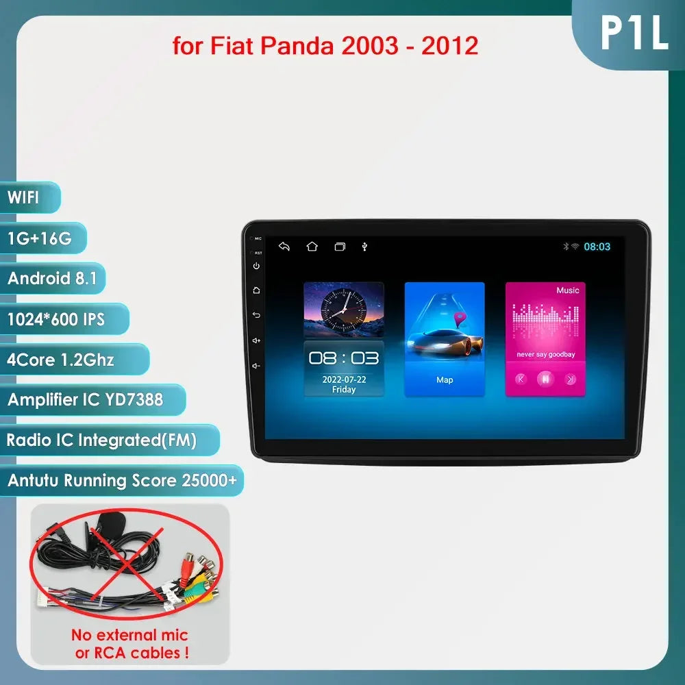 Autoradio GPS Android CarPlay da 9" per Fiat Panda 2003-2012