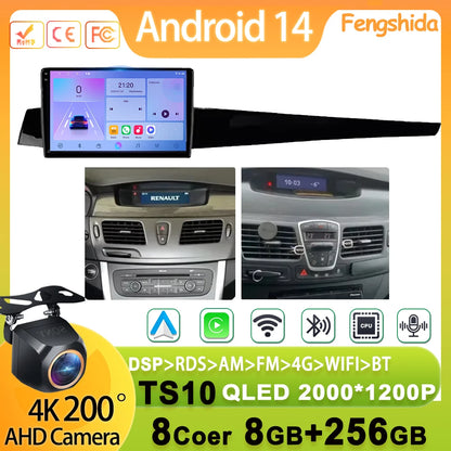 Autoradio Android 10.2" 1 Din para Renault Latitude y Renault Laguna - CarPlay, 5G Wifi, Mirror Link