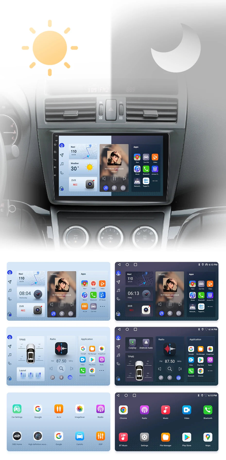 Car radio 9" 2DIN Android 12 for Mazda 6 2007-2012