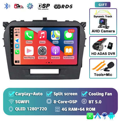 Autoradio 9" Android 14 Carplay para Suzuki Vitara 2015-2019, GPS WiFi+4G