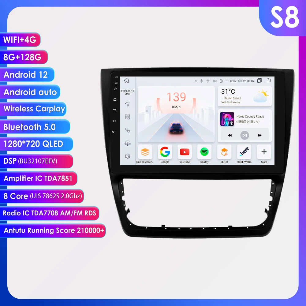 Autoradio 10.1" 2DIN para Skoda Yeti 2009-2014 con CarPlay y Android Auto