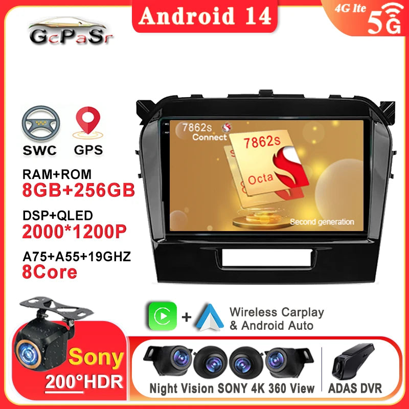 Autoradio Android da 9" per Suzuki Vitara 2017-2020, GPS e CarPlay