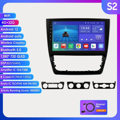 Autoradio 10.1" 2DIN para Skoda Yeti 2009-2014 con CarPlay y Android Auto