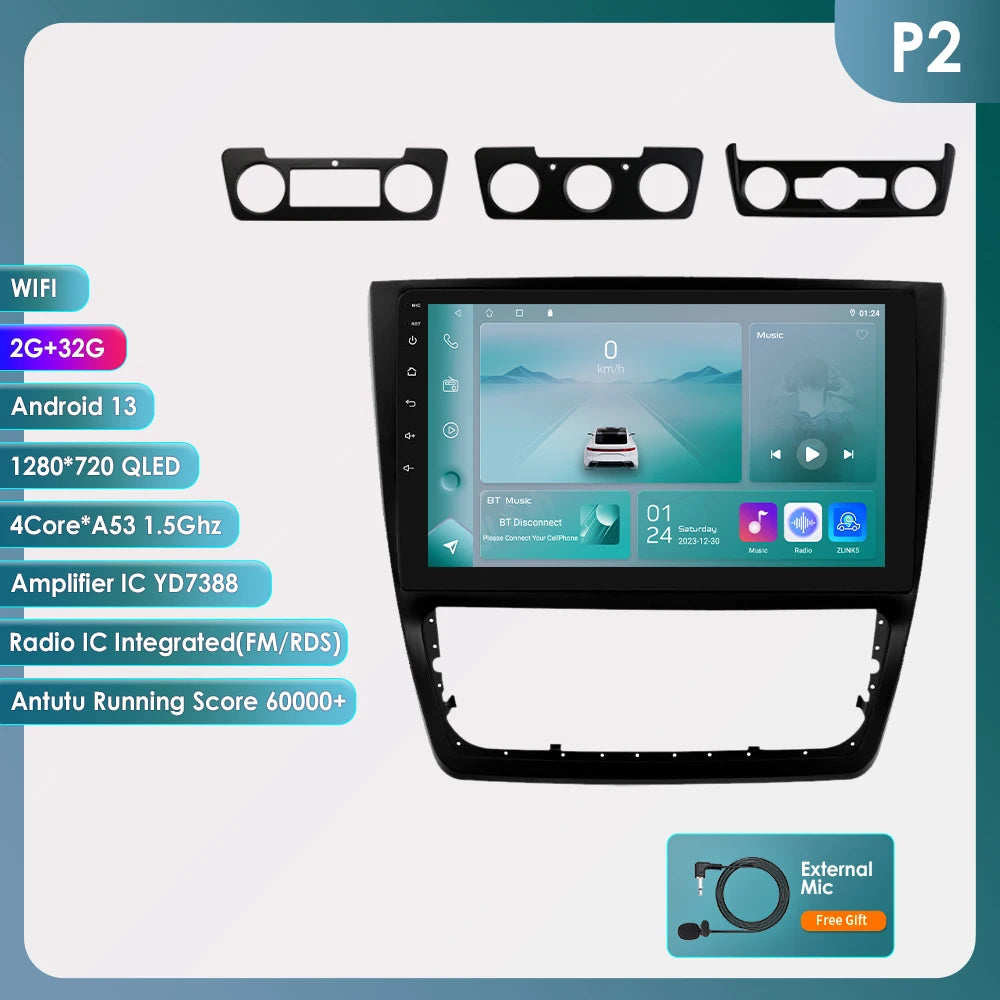 Autoradio 10.1" 2 Din para Skoda Yeti 2009-2014 con CarPlay y Android Auto