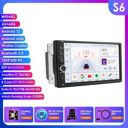 Android Radio 7" 2Din CarPlay GPS Universal 4G