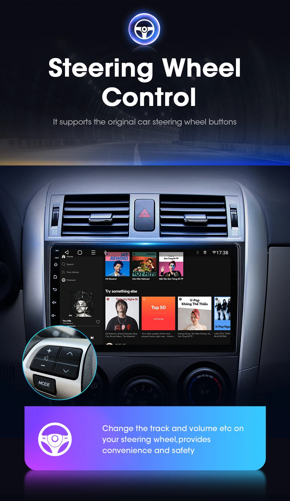 9" 2DIN Android Car Stereo for Toyota Corolla 2006-2012