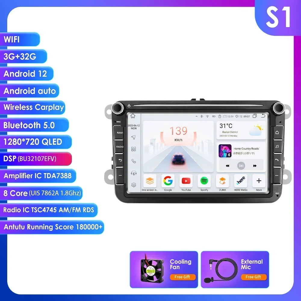 Car radio 8" Android 13 for VW Golf, Passat B7, Polo, Tiguan