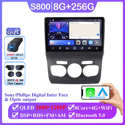 Android 10" Double Din car radio for Citroën C4 2013-2016