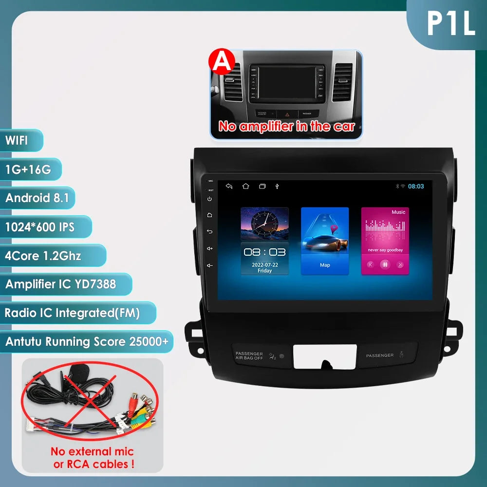 Car radio 9" 2 DIN for Mitsubishi Outlander 2005-2011