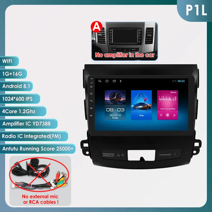 Car radio 9" 2 DIN for Mitsubishi Outlander 2005-2011