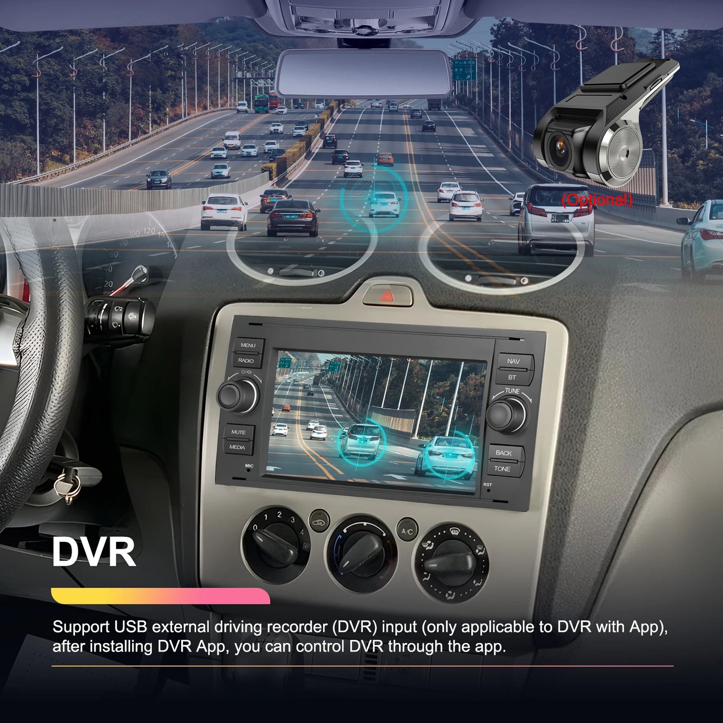 Autoradio 7" Double Din per Ford Kuga 2008-2011 - CarPlay, Android Auto, GPS e riproduzione multimediale