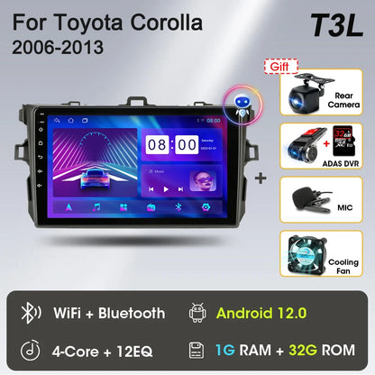 9" 2DIN Android Car Stereo for Toyota Corolla 2006-2012