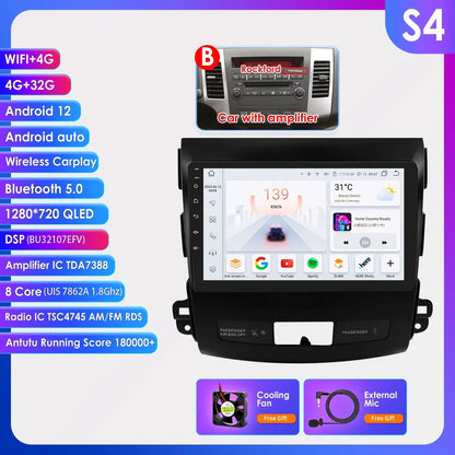 Car radio 9" 2 DIN for Mitsubishi Outlander 2005-2011