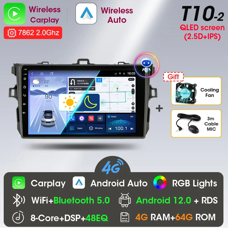 9" 2DIN Android Car Stereo for Toyota Corolla 2006-2012