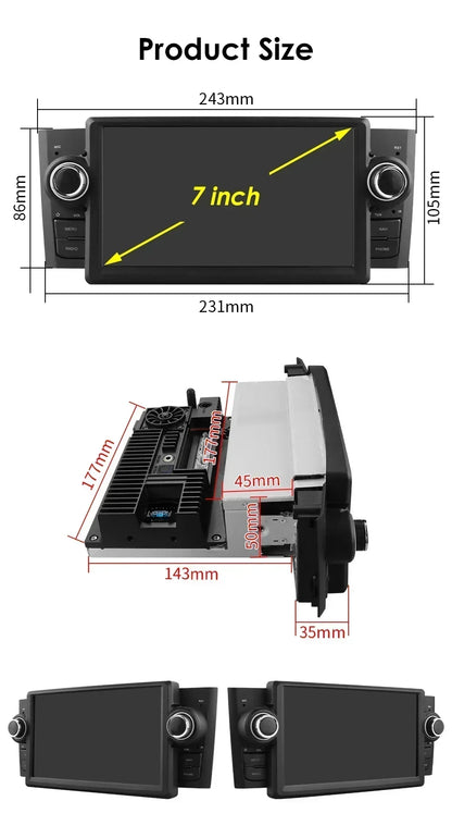 CarPlay e Android Auto 7" per Fiat Grande Punto 2007-2012