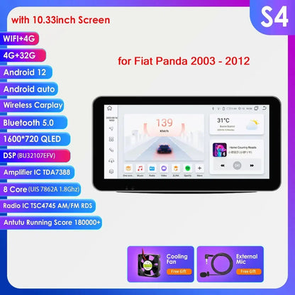 Autoradio GPS Android CarPlay da 9" per Fiat Panda 2003-2012