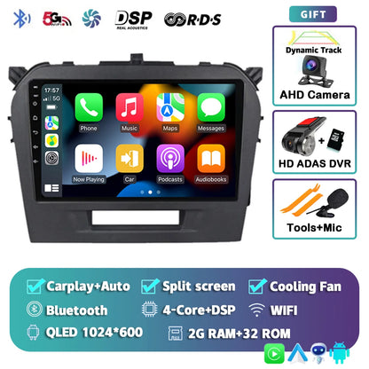 Autoradio 9" Android 14 Carplay para Suzuki Vitara 2015-2019, GPS WiFi+4G