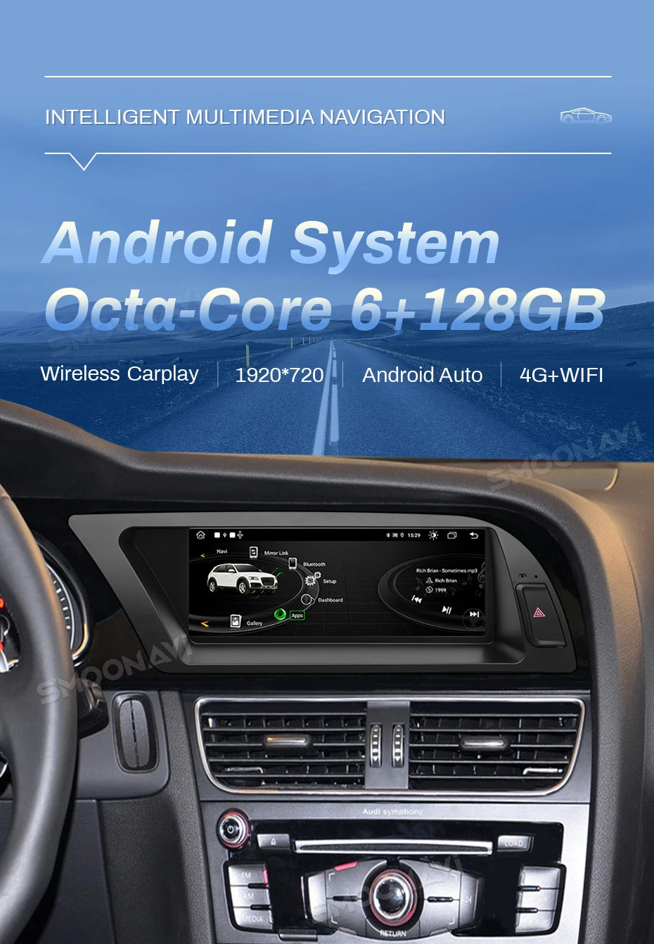 8.8" CarPlay Android Auto for Audi A5 2009-2016