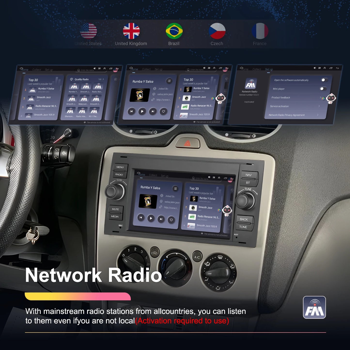 Autoradio 7" Double Din per Ford Kuga 2008-2011 - CarPlay, Android Auto, GPS e riproduzione multimediale