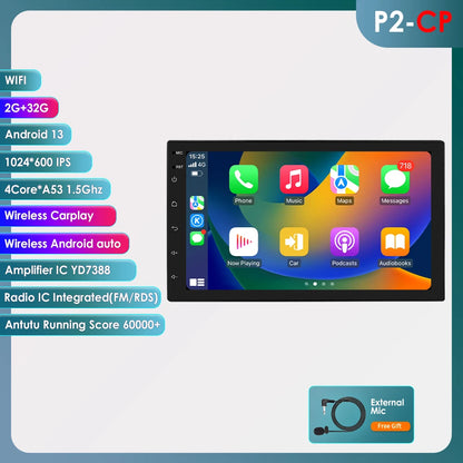 OSSURET 7" 2 Din Android 12 CarPlay Autoradio Universale Autoradio