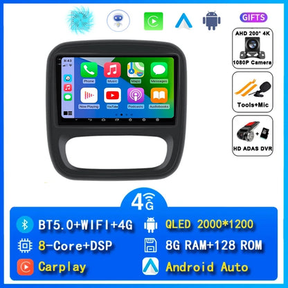 Autoradio Android 14 da 9" con CarPlay per Renault Trafic 3 2014-2021, Opel Vivaro B, 2014-2018