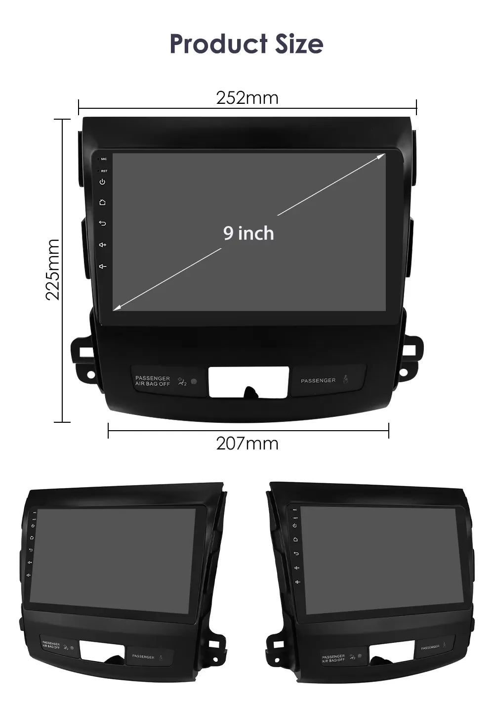 Car radio 9" 2 DIN for Mitsubishi Outlander 2005-2011
