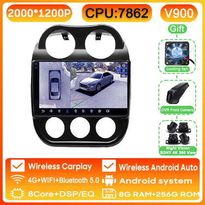 Autoradio Android 13 10" 1DIN para Jeep Compass/Patriot 2011-2017