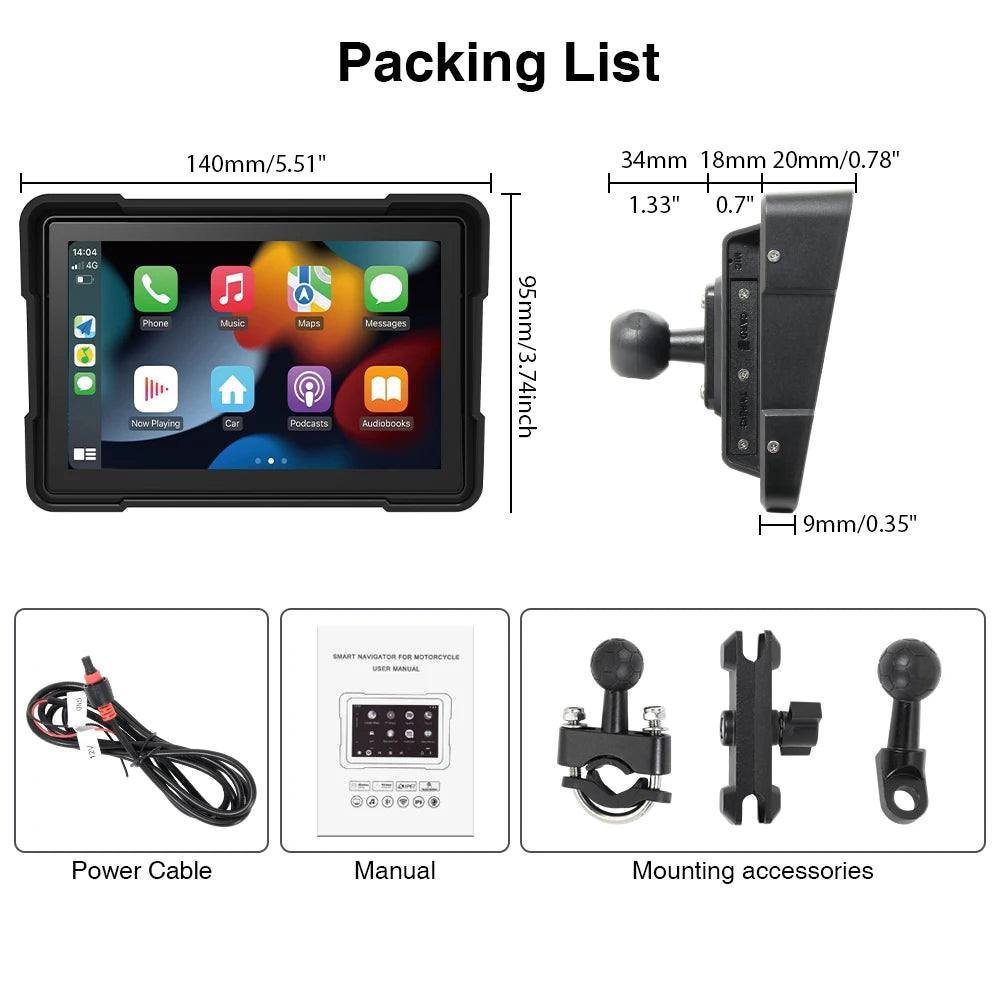 Moto Radio 5" IPS IPX7 CarPlay Android Auto