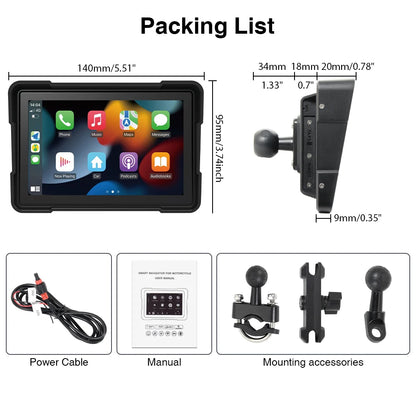 Moto Radio 5" IPS IPX7 CarPlay Android Auto
