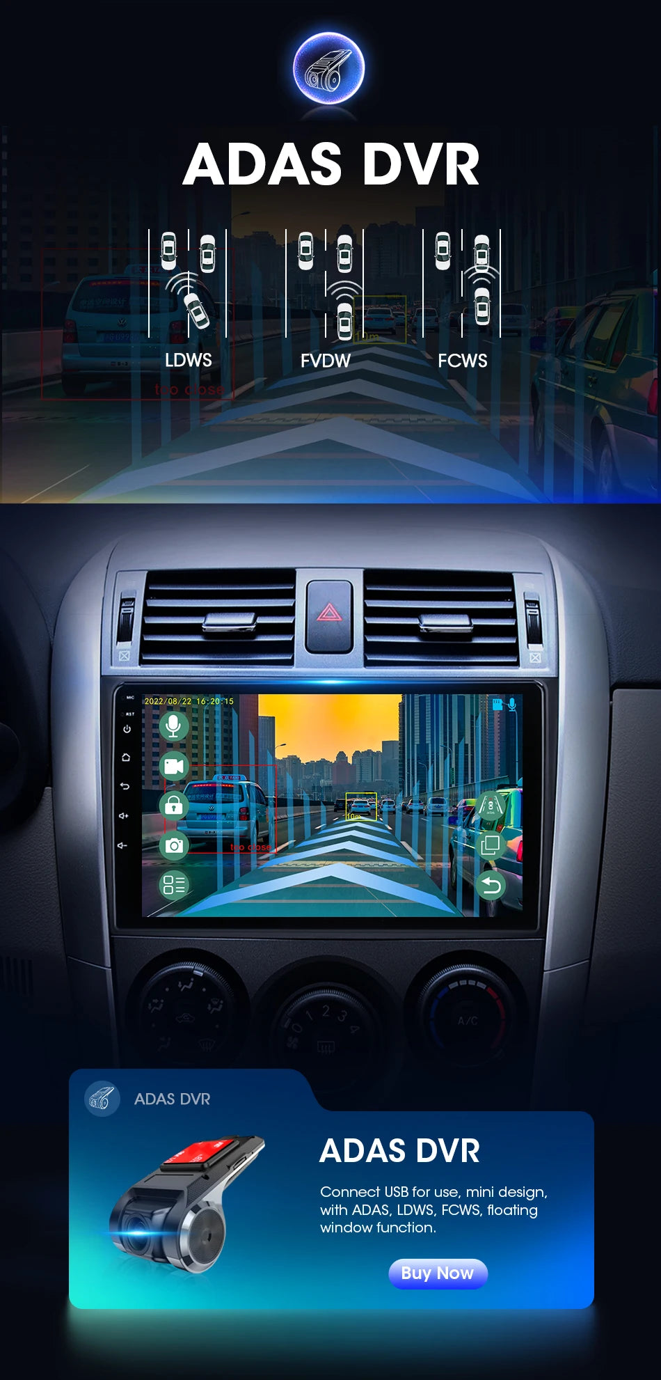 9" 2DIN Android Car Stereo for Toyota Corolla 2006-2012