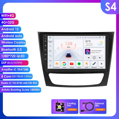 Autoradio Android 12, 9" para Mercedes E-class 2002-2009