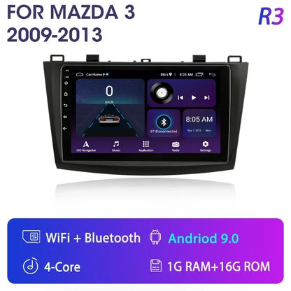 Stereo Mazda 3 2009-2013, 9" Android 12 Double Din, GPS Navigation