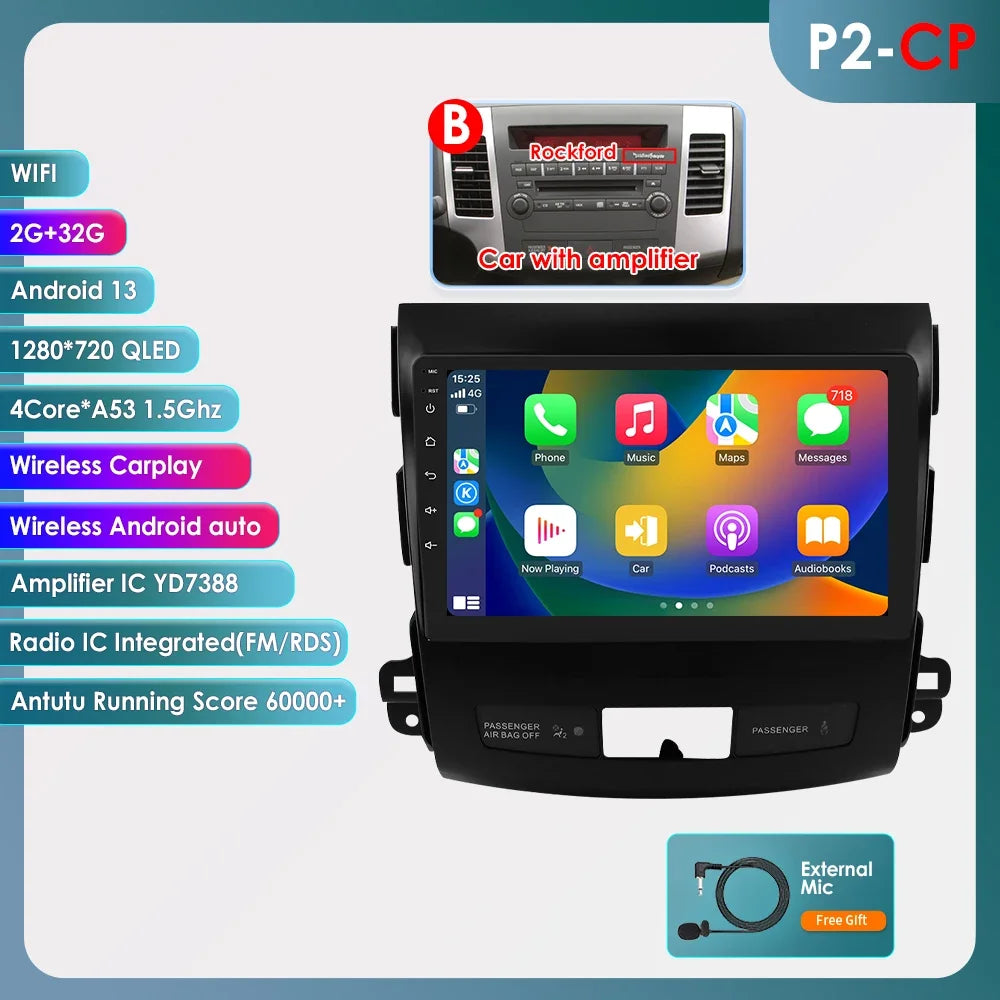 Car radio 9" 2 DIN for Mitsubishi Outlander 2005-2011