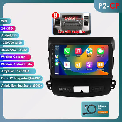 Car radio 9" 2 DIN for Mitsubishi Outlander 2005-2011